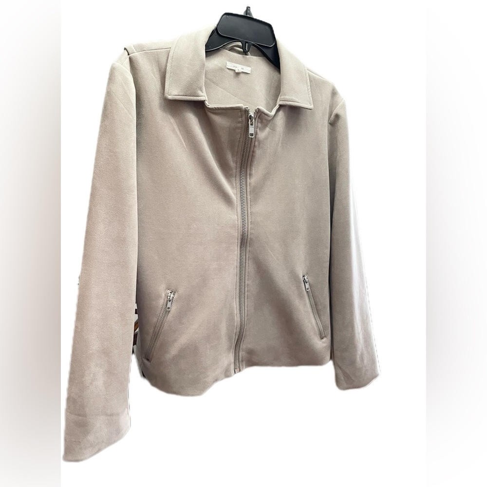 MAURICES Light taupe faux suede Moto jacket Large - Picture 7 of 8